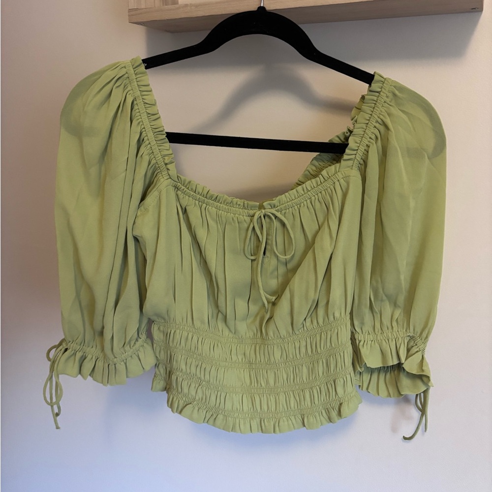 NWOT Abercrombie light green crop top, size M